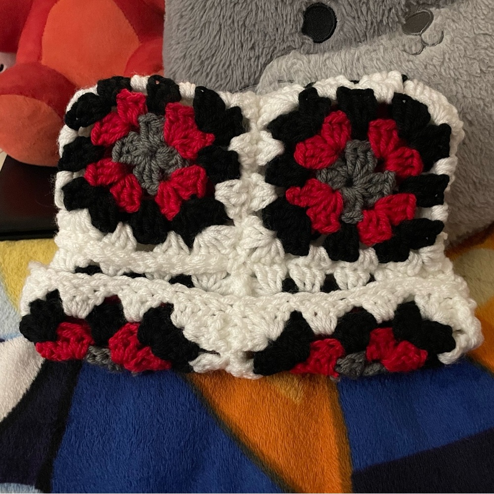 Crochet granny square cat hat